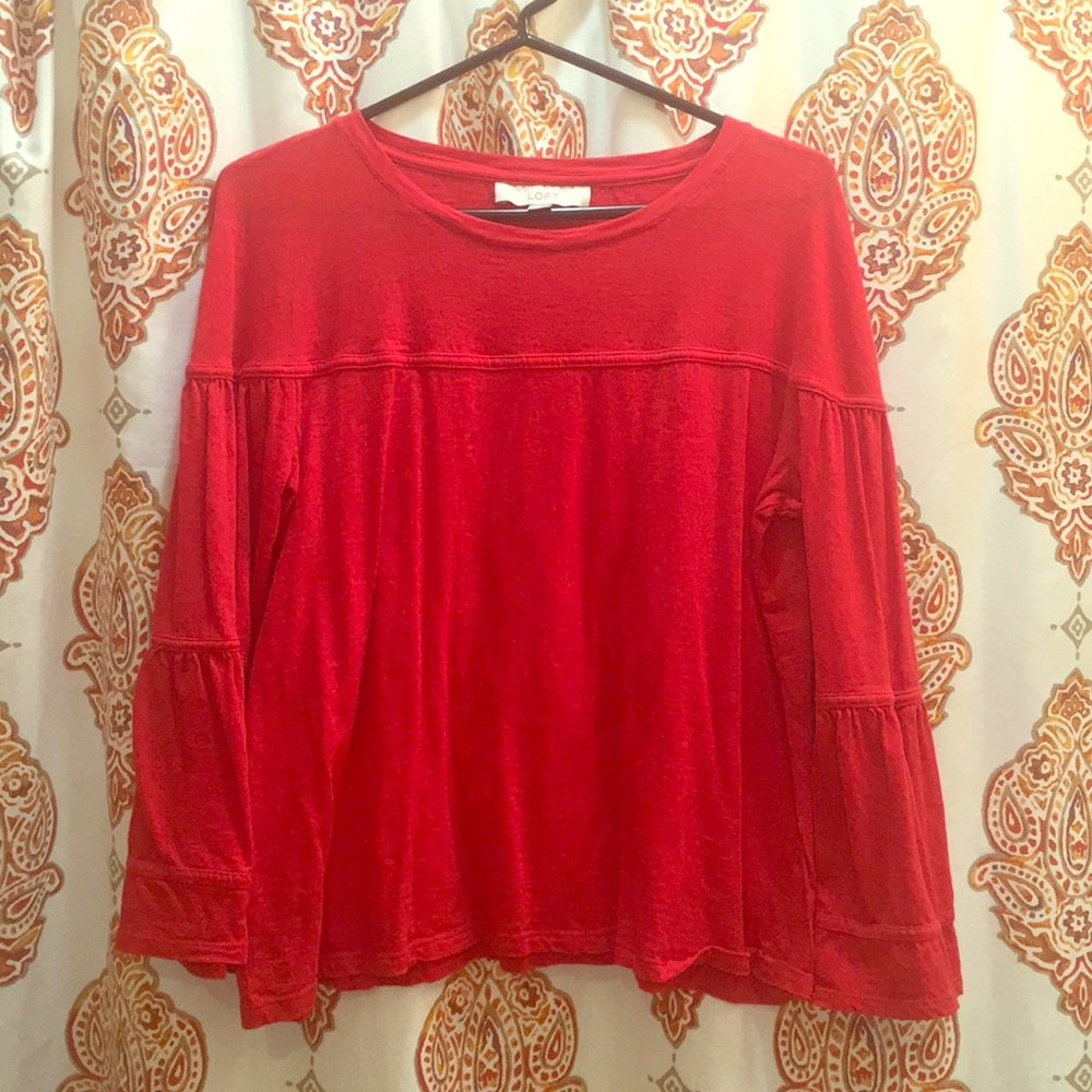 Size Large Loft Top Bell Sleeve Red